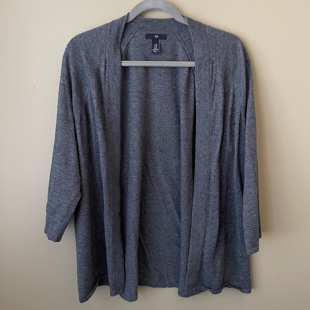 XL Gap blue heather sweater. Elbow length, open front lightweight cardigan